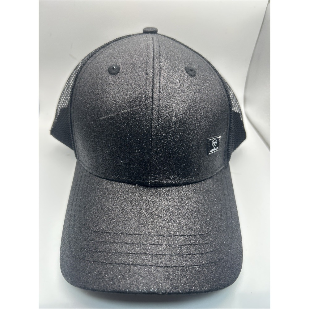 Ariat Womens Adjustable Snapback Cap Hat (Black Glitter) Messy Bun Ponytail